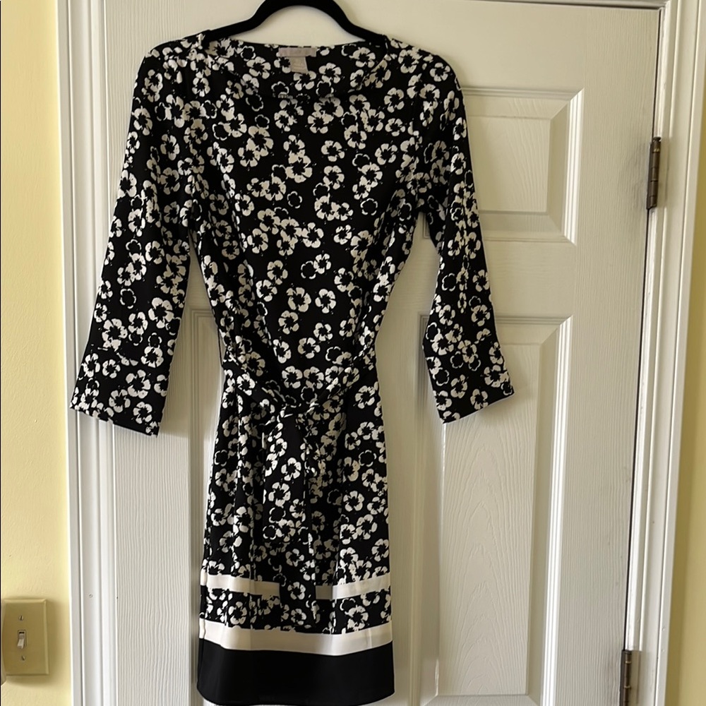 Floral Black and White Dress